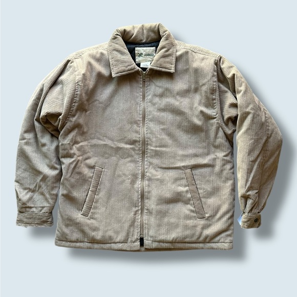 Haband Vintage Jacket Men M Oat Tan Khaki Beige Corduroy Quilted Lined Style - Picture 2 of 7